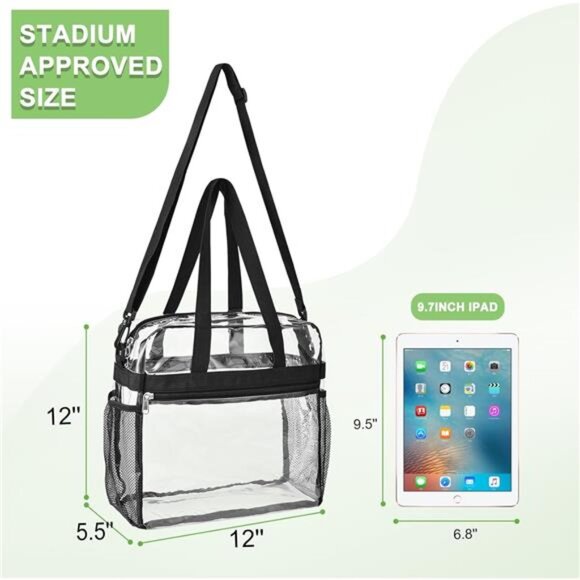 Clear Tote Bag Clear Bag Stadium Approved 12x6x12 Stadium Bag for Work,  Sports - Picture 2 of 7